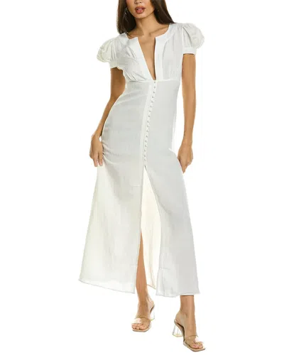 Shani Shemer Zoe Buttoned Linen-blend Maxi Dress In White
