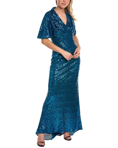 Badgley Mischka Dolman Gown In Blue
