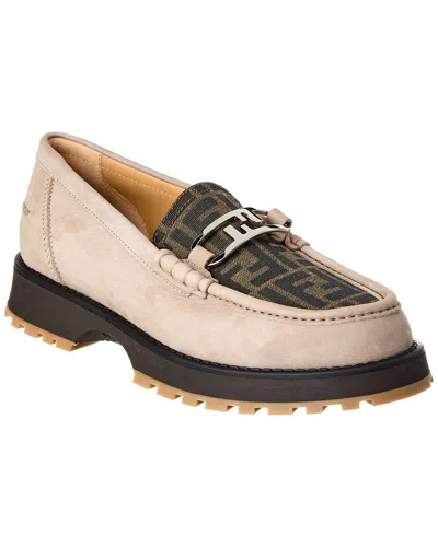 Fendi O'lock Ff Leather Loafer In Brown