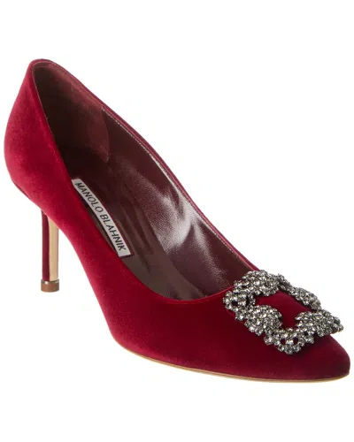 Manolo Blahnik Hangisi 70 Velvet Pump In Red