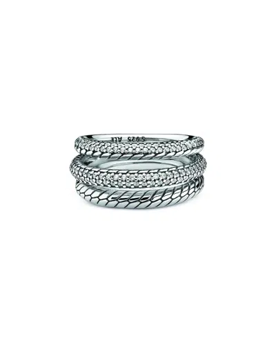 Pandora Signature Silver Cz Snake Chain Pattern Rings