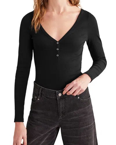 Boden Henley Ribbed Top In Black