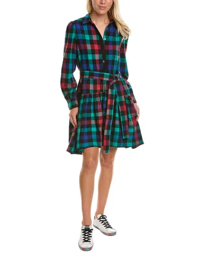 Pearl By Lela Rose Plaid Flannel Shirtdress In Green