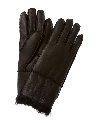 Surell Accessories Leather Gloves In Black