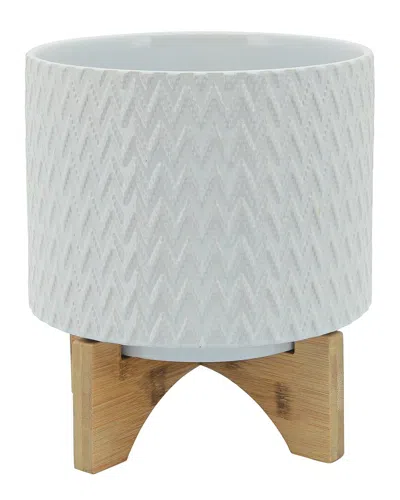 Sagebrook Home Chevron Planter With Stand In White