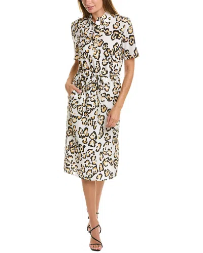 St John St. John Printed Silk Dress In White