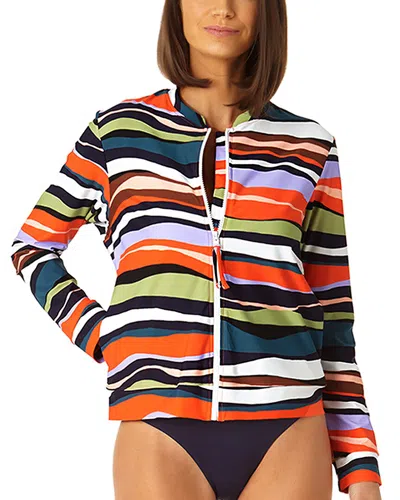 Anne Cole Long Sleeve Full Zip Rashguard In Nocolor