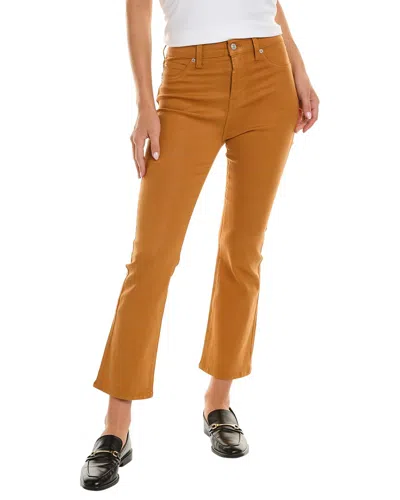 7 For All Mankind Coated Golden Tan High-rise Slim Kick Jean In Brown