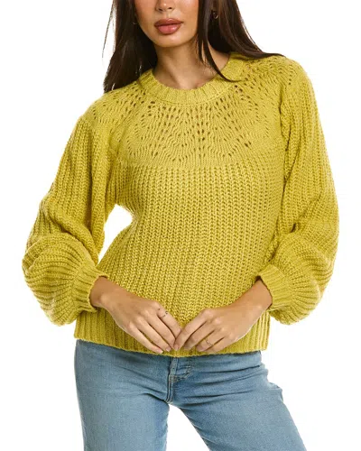 Bobeau Balloon Sleeve Pullover In Green