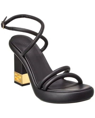 Fendi Baguette Ff Leather Sandal In Black