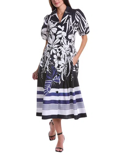 Teri Jon By Rickie Freeman Midi Shirtdress In Black