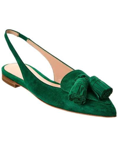 Gianvito Rossi Suede Slingback Flat In Green