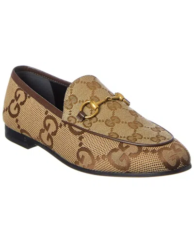 Gucci Jordaan Maxi Gg Canvas Loafer In Beige