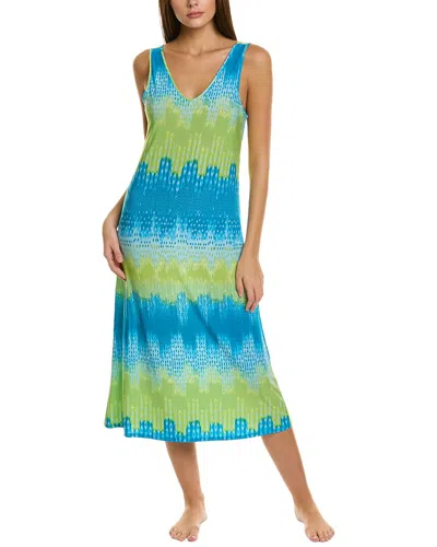 N Natori Natori Tahiti V-neck Gown Dress In Blue