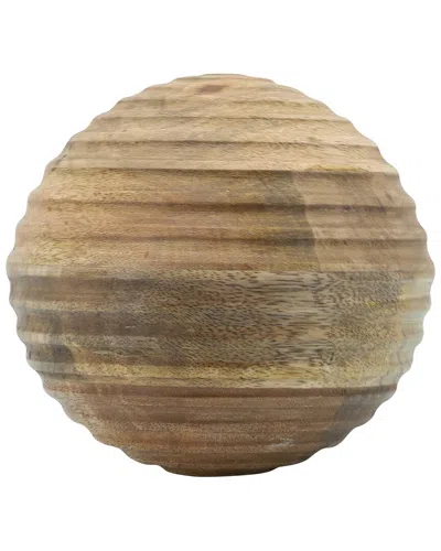 Sagebrook Home Wooden Orb With Ridges In Brown