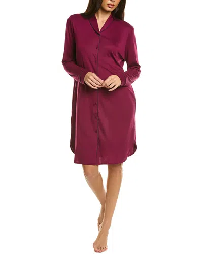 Hanro Natural Comfort Button Front Gown In Purple