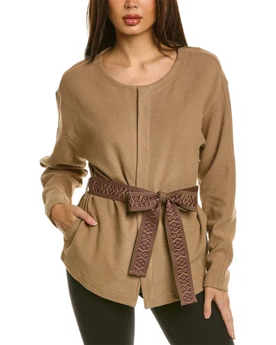 Hanro Pure Comfort Belted Cardigan In Brown