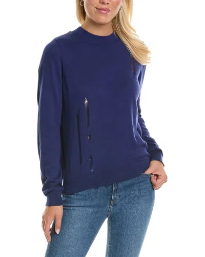 Hudson Jeans Pleated Twist Back Cashmere-blend Sweater In Blue