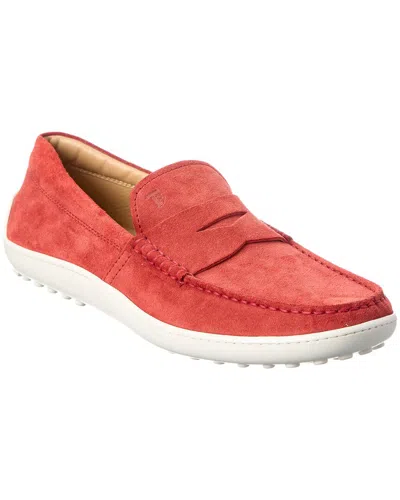 Tod's Suede Loafer In Red