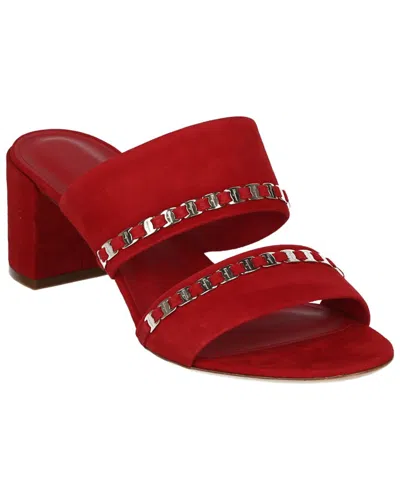 Ferragamo Trabia Vara Chain Block Leather Sandal In Red