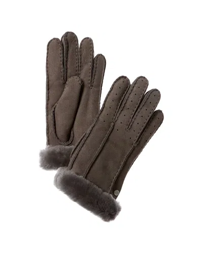 Ugg Classic Perforated Two Point Suede Gloves In Grey