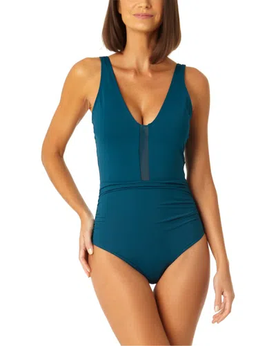 Anne Cole Plunge Insert Mesh One-piece In Nocolor