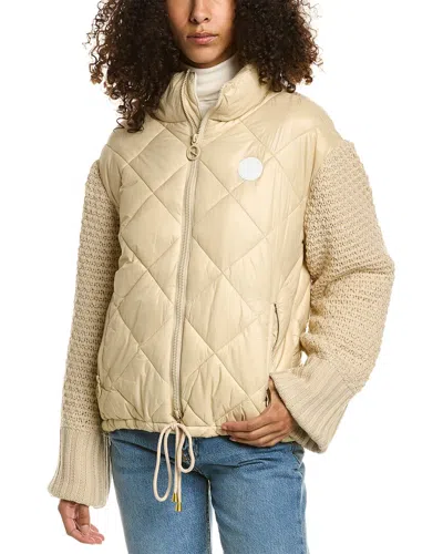 Noize Alejandra Quilted Coat In Beige