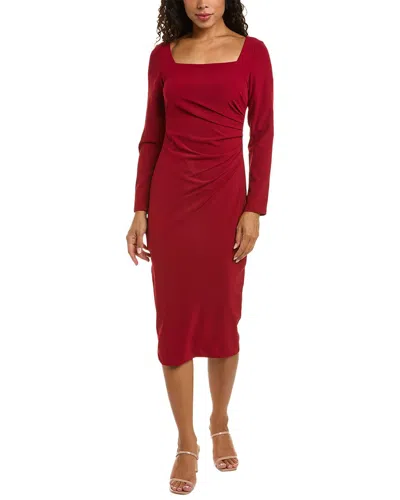 Taylor Gathered Midi Dress In Red