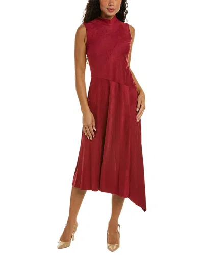 Taylor Women's Faux-suede Asymmetrical-hem Midi Dress In Red