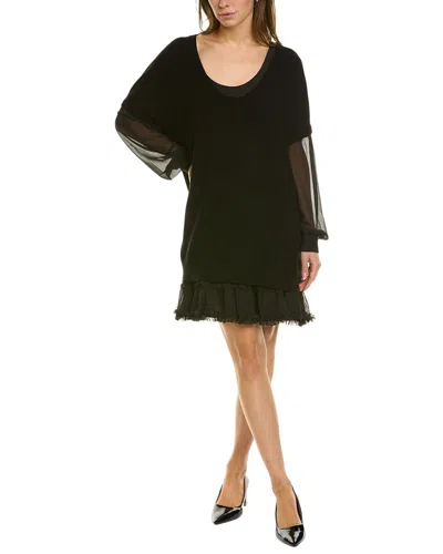 Twinset Combo Wool-blend Sweaterdress In Black