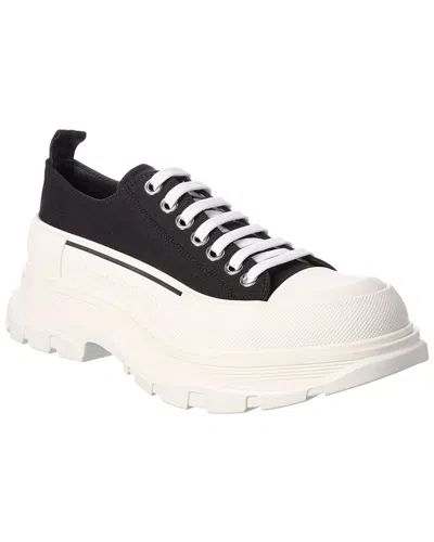 Alexander Mcqueen Tread Slick Exaggerated-sole Canvas Trainers In Black
