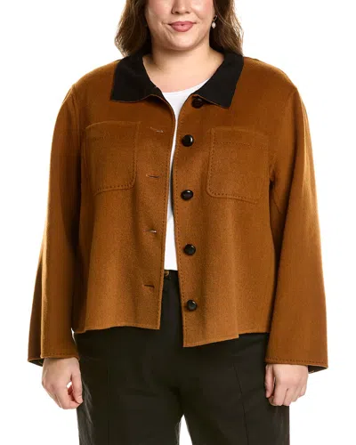 Lafayette 148 Two-tone Double Face Patch Pocket Jacket In Brown