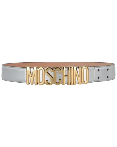 Moschino Leather Belt In Grey