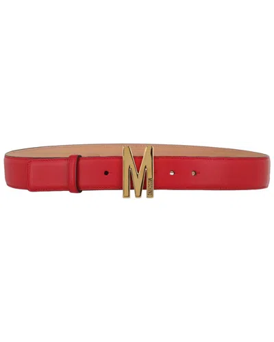 Moschino Leather Belt In Red