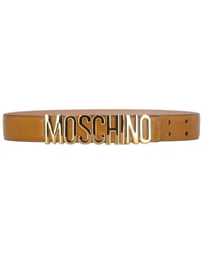 Moschino Leather Belt In Beige