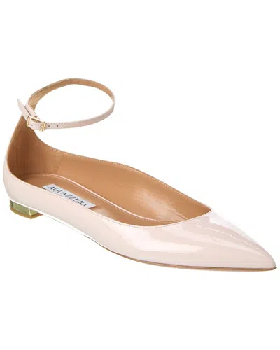 Aquazzura Love Affair Patent Ankle-strap Ballerina Flats In Pink