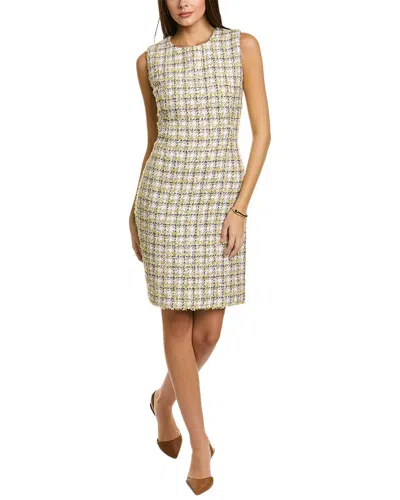 St John Pixelated Houndstooth Dress In Green