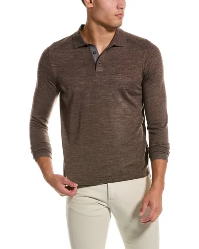 Raffi Trim Detail Wool-blend Polo Sweater In Brown