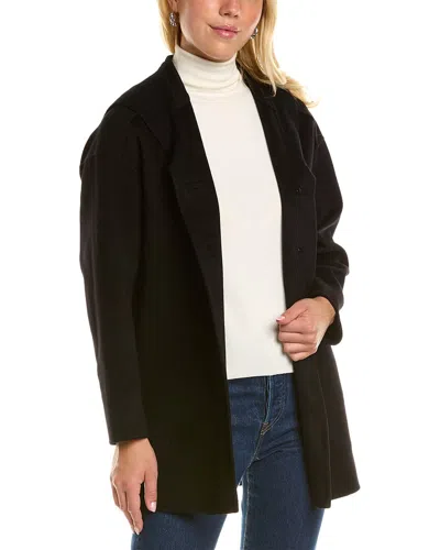 Forte Cashmere Hooded Wool & Cashmere-blend Coat In Black