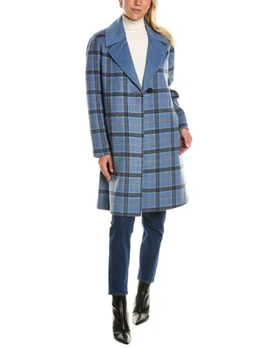 Forte Cashmere Windowpane Wool-blend Coat In Blue