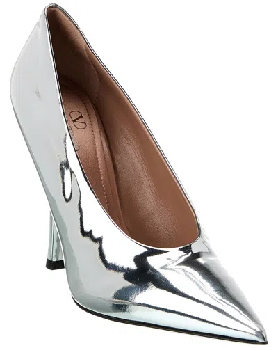 Valentino Garavani 110 Leather Pump In Silver