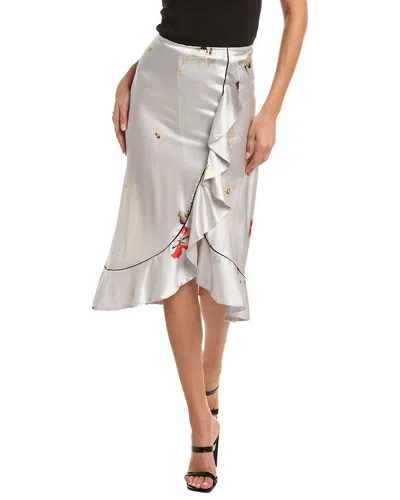 Ganni Satin Silk-blend Skirt In Grey