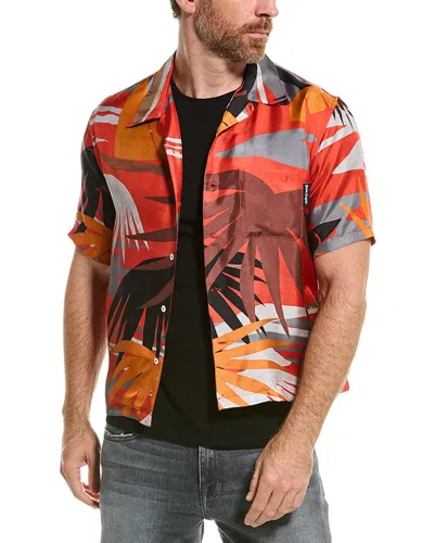 Palm Angels Hawaii Bowling Silk Shirt In Red