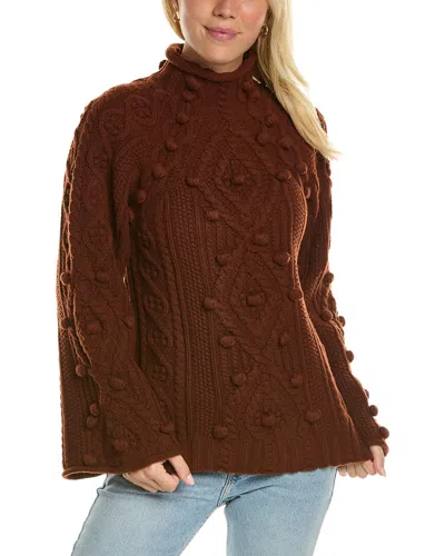 Rebecca Taylor Bauble Turtleneck Wool-blend Sweater In Brown