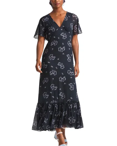 Loveshackfancy Kover V-neck Tiered Maxi Dress In Blue Heron