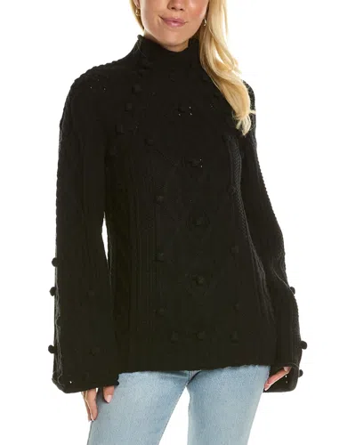 Rebecca Taylor Bauble Turtleneck Wool-blend Sweater In Black