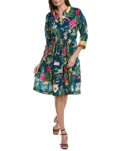 Johnny Was Belanca Tiered Botanical-print Shift Dress In Multi