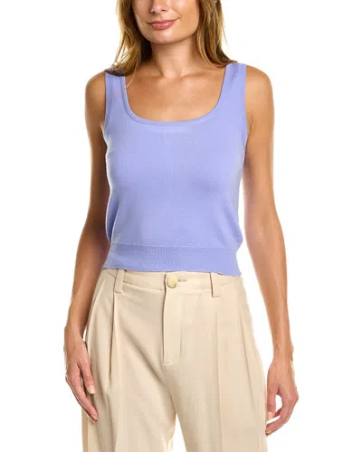 Oscar De La Renta Scoop Neck Wool Tank In Purple