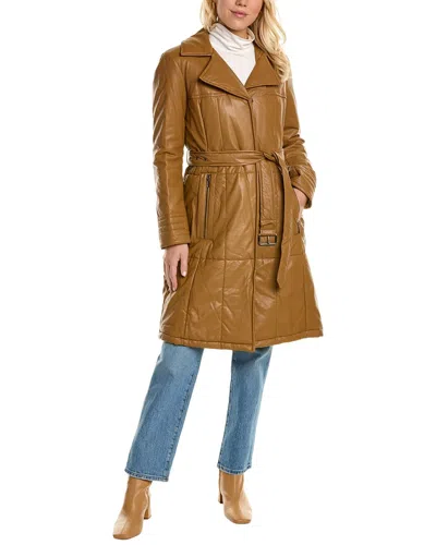 Kenneth Cole Belted Trench Coat In Brown