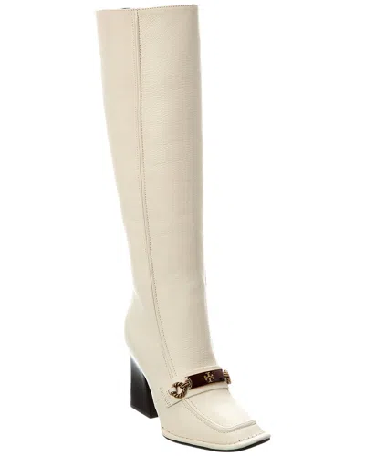 Tory Burch Perrine Tall Leather Knee-high Boot In White